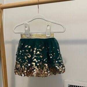 Glittery Green and Gold Kids Skirt